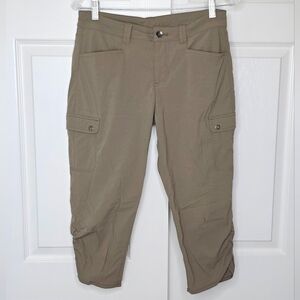 Eddie Bauer Women's Khaki Sprig Horizon Ruched Capris Travex Size 6